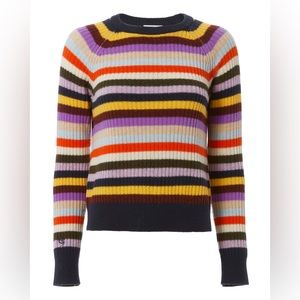 Ganni Colorful Striped Crew Neck Sweater